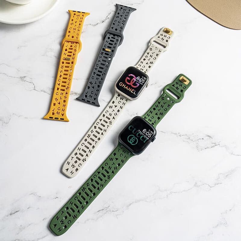 "Letters Cutouts Strap" Heat Dissipation Silicone Loop For Apple Watch