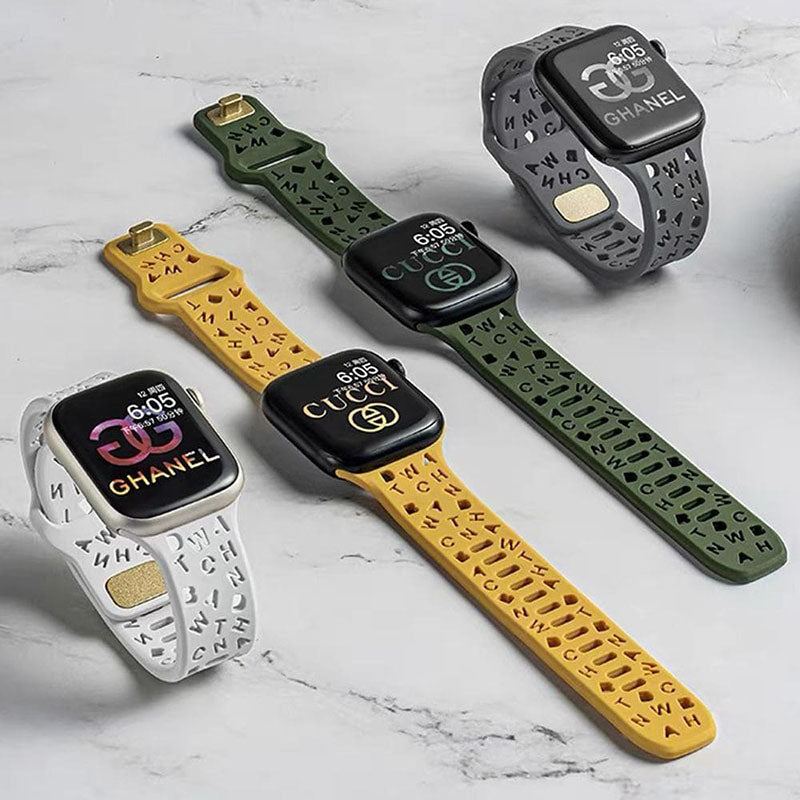 "Letters Cutouts Strap" Heat Dissipation Silicone Loop For Apple Watch