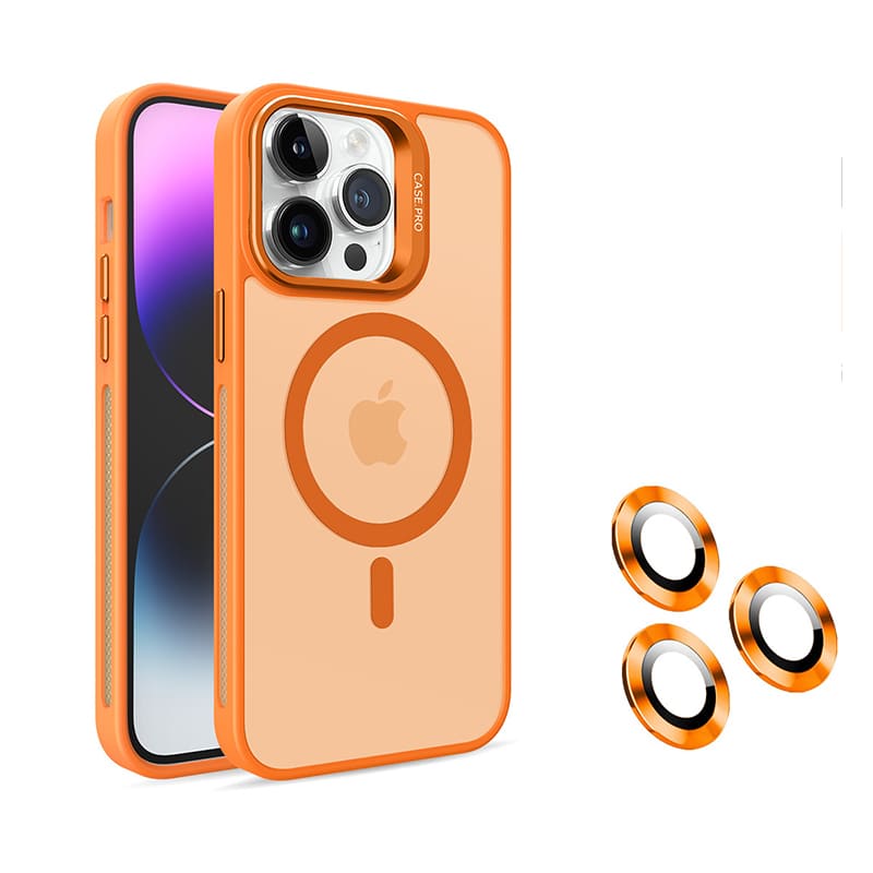 Magnetic Frosted Stand Phone Case With Lens Film