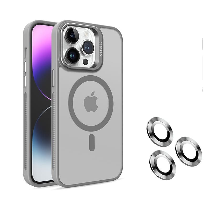 Magnetic Frosted Stand Phone Case With Lens Film