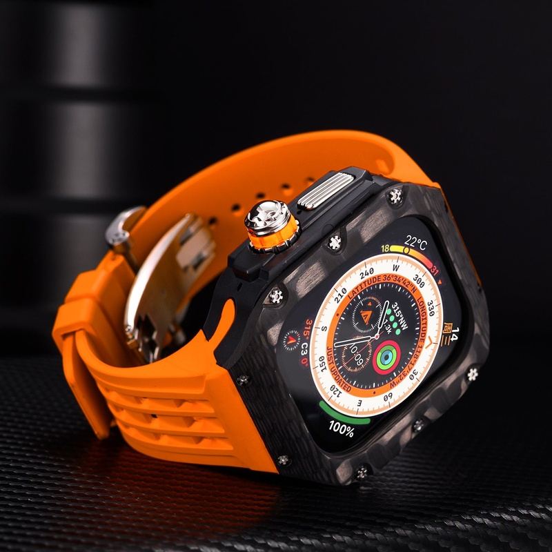 "Mechanical Band" Carbon Fiber One-Piece Fluoroelastomer Case for Apple Watch Ultra