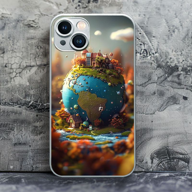 "MicroWorldHomescape" Special Designed Glass Material iPhone Case