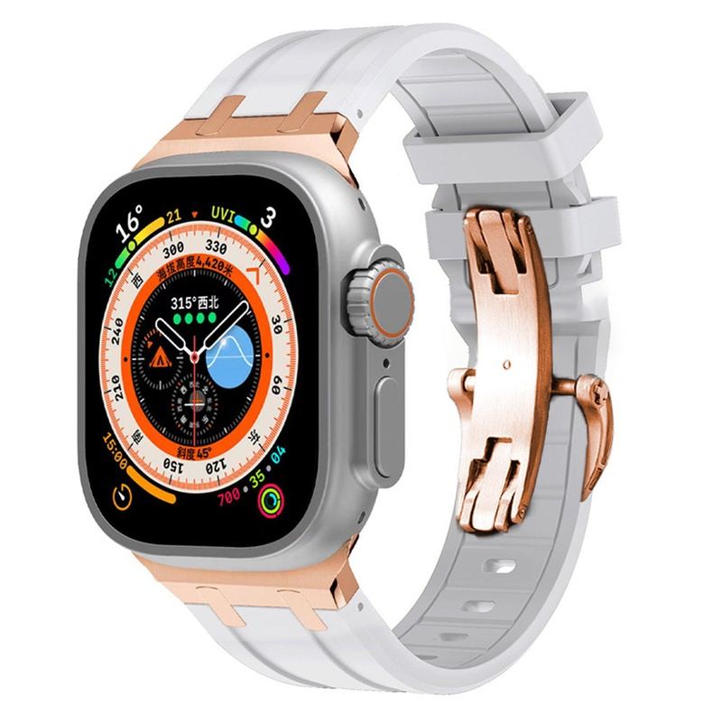 NEW AP Thick Silicone Band With Butterfly Buckle For Apple Watch