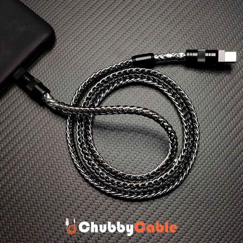 "Neon Chubby" 240W Braided Silver-Plated Fast Charging Cable