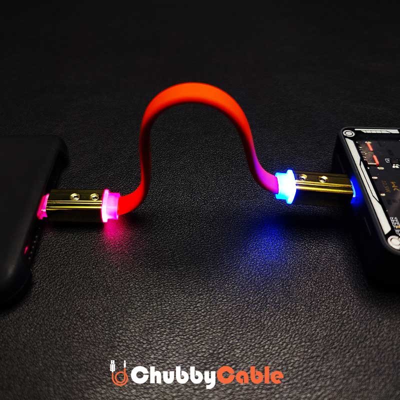 "Neon Chubby" Flat Charge Cable With Gold-plated Design