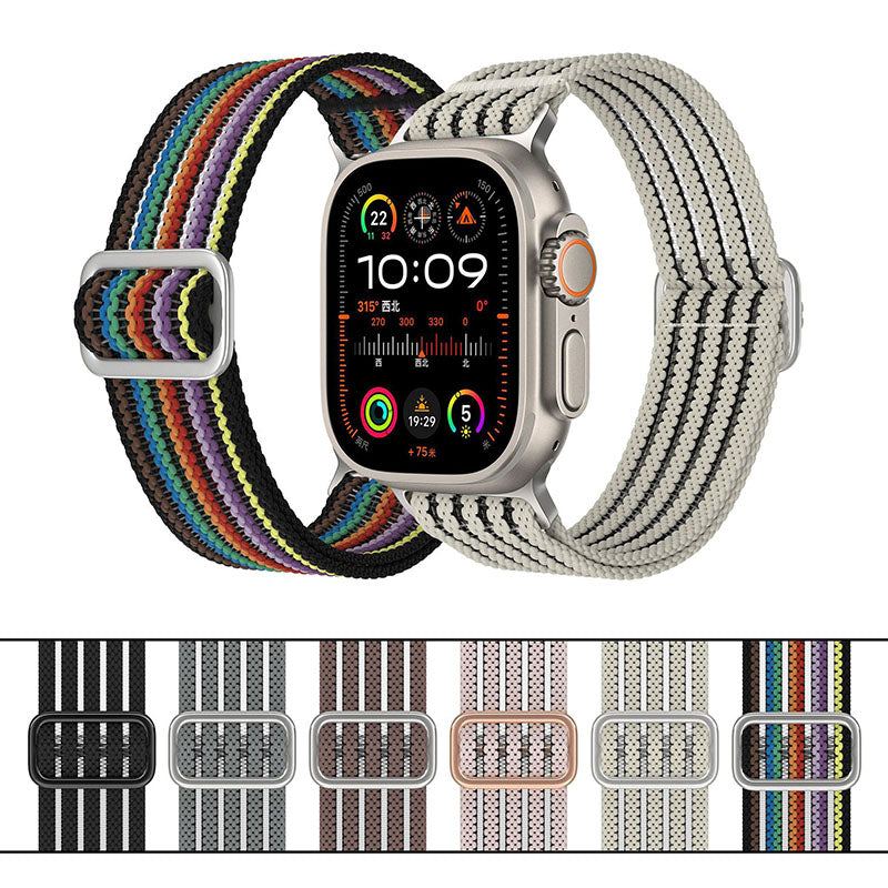 Nylon Braided Double Loop Multicolor Breathable Watch Band for Apple Watch