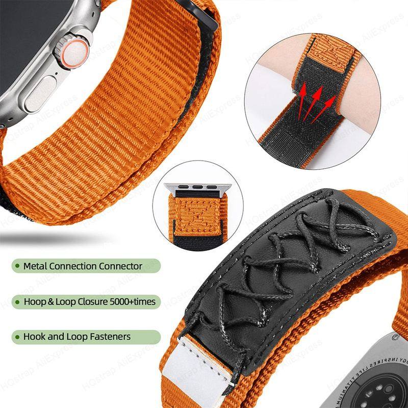 "Outdoor Watch Band" Leather Nylon Strap for Apple Watch