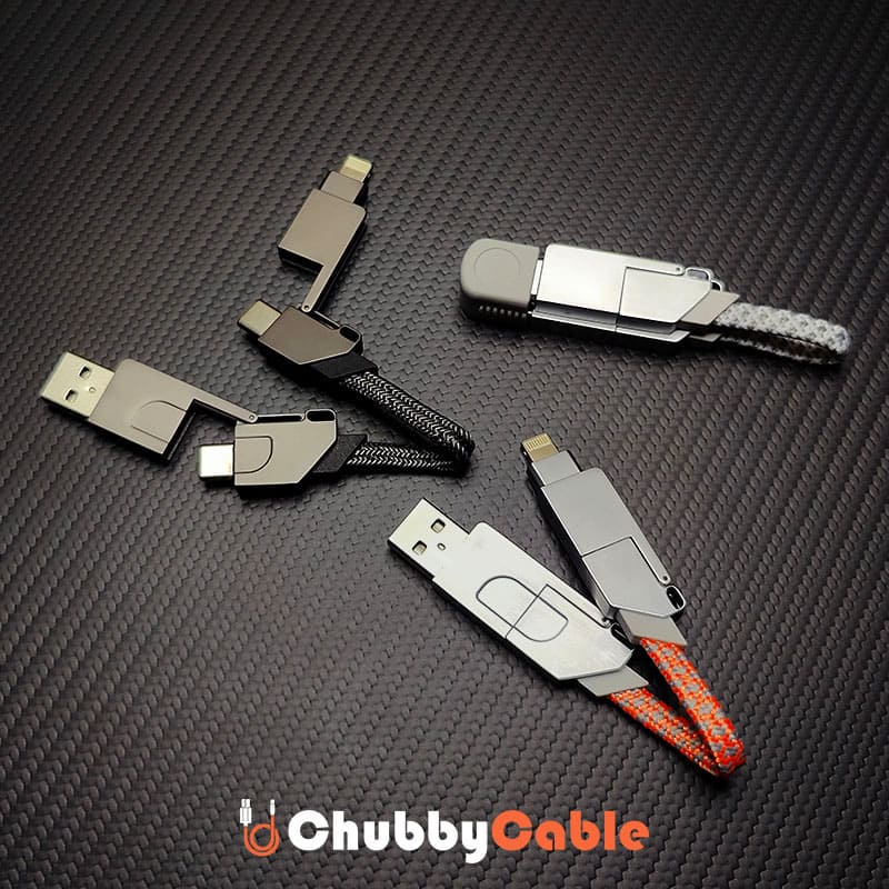 "Portable Chubby" 6-In-1 100W Keychain Fast Charging Cable