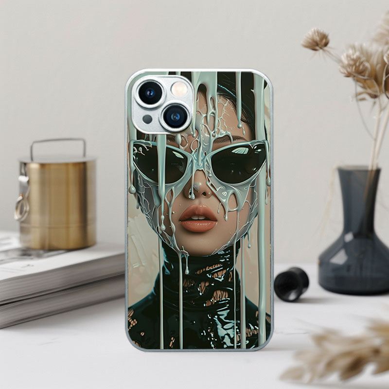 "PunkGraySplatter" Special Designed Glass Material iPhone Case