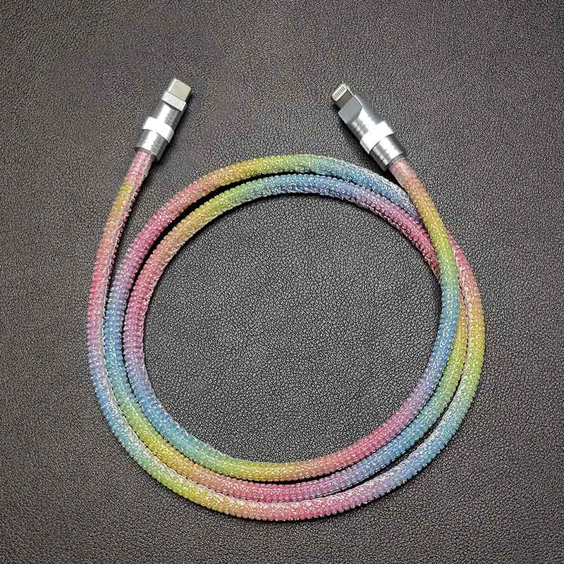 "Rainbow Chubby" Diamond-Encrusted Fast Charging Cable