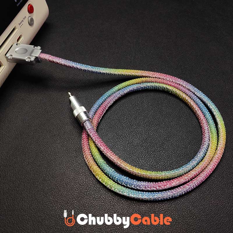 "Rainbow Chubby" Diamond-Encrusted Fast Charging Cable