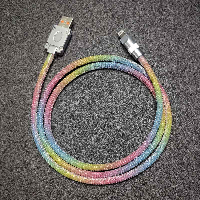 "Rainbow Chubby" Diamond-Encrusted Fast Charging Cable