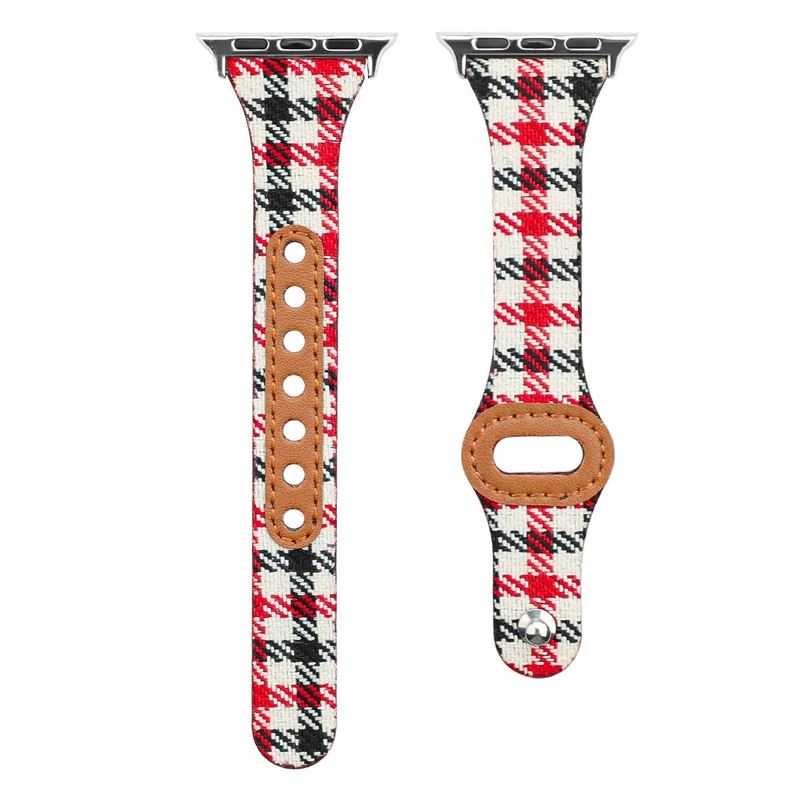 "Retro Plaid" Thin Nylon Band With Stud Buckle For Apple Watch