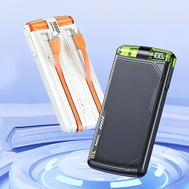 "See through me" 10000mAh Built-In Dual-Wire Digital Display Power Bank