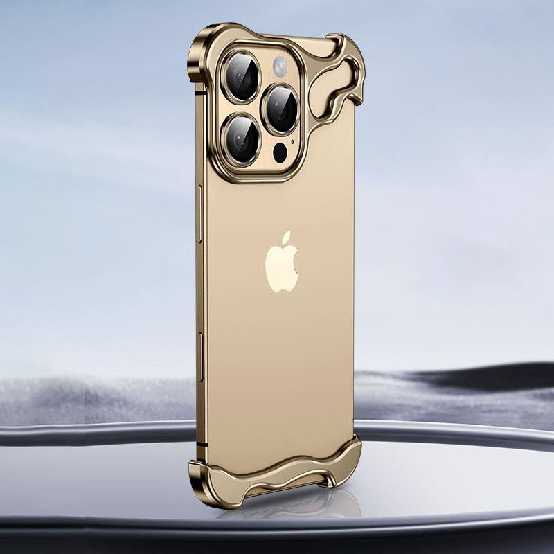 Shaped Metal Bezel Backless Phone Case with Lens Film