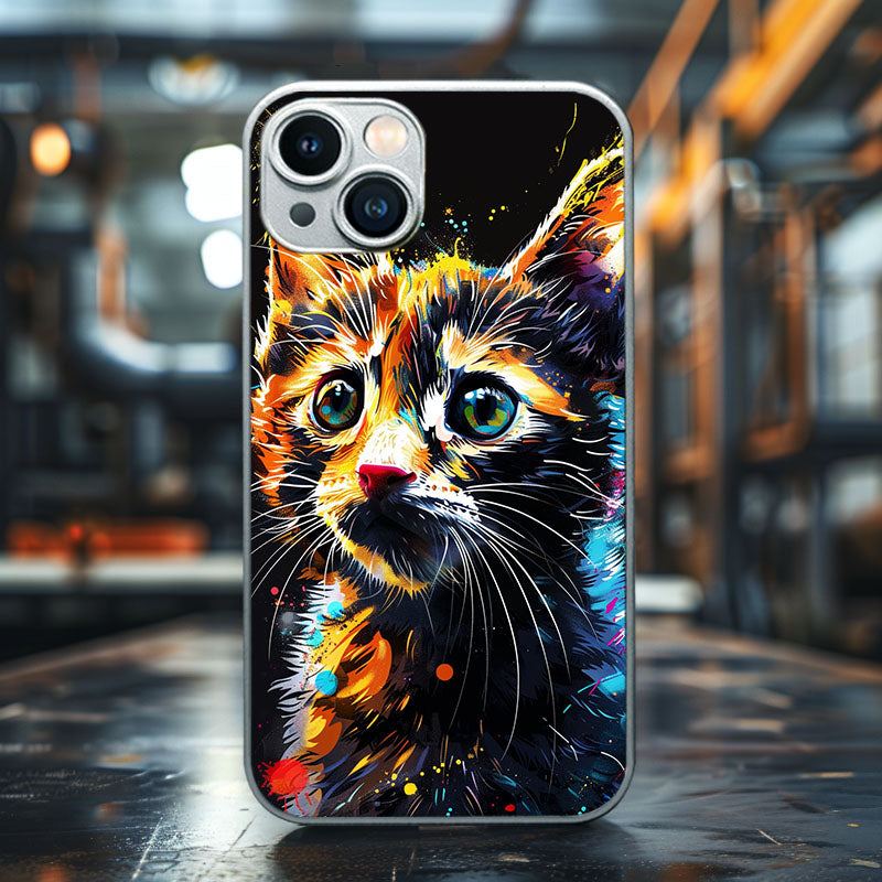 "Shimmering and Sparkling Kitty" Special Designed Glass Material iphone Case