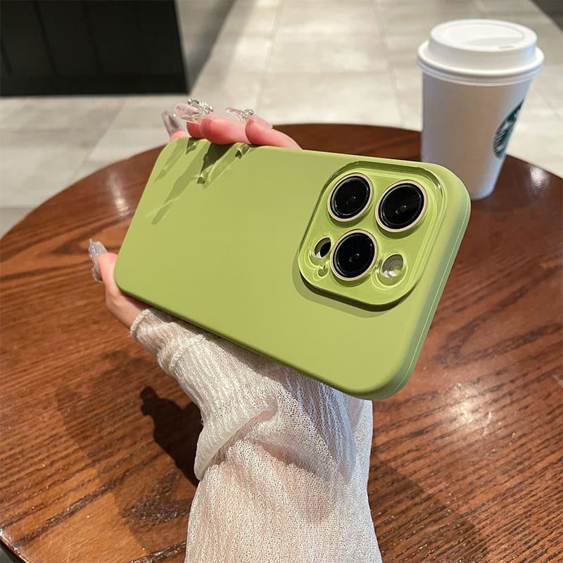 Solid Color Silicone Phone Case With Lens Protection