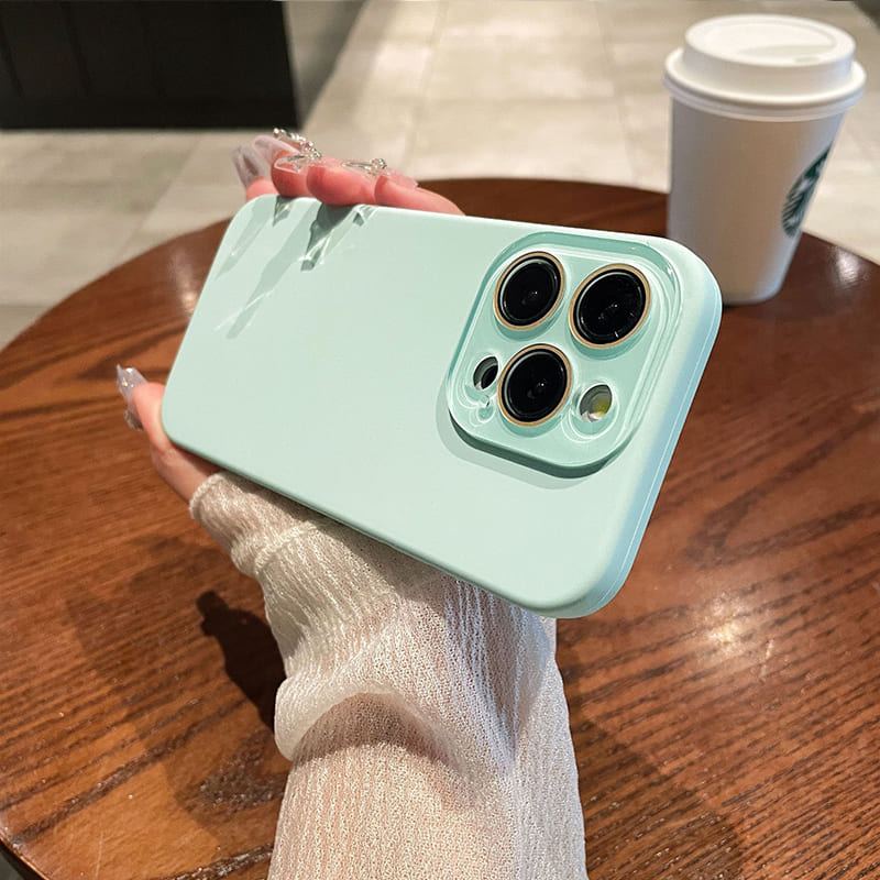 Solid Color Silicone Phone Case With Lens Protection