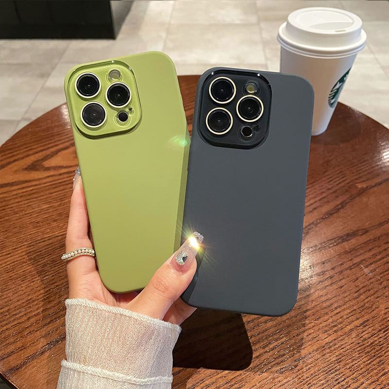 Solid Color Silicone Phone Case With Lens Protection