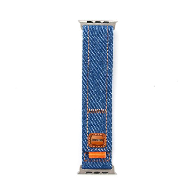 "Sporty Denim" Canvas Woven Velcro Band For Apple Watch