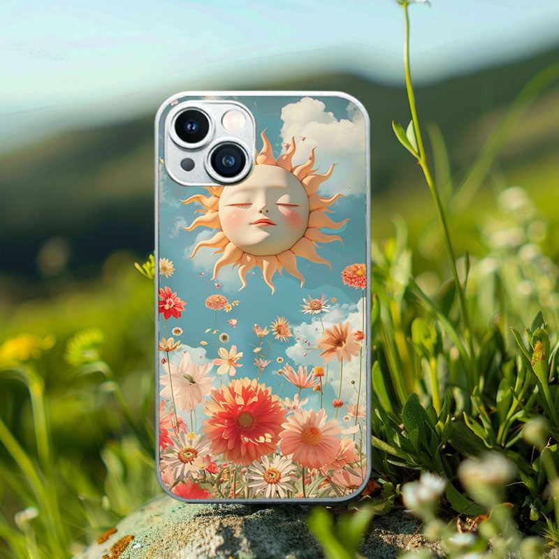 "BloomingSunnyFace" Special Designed Glass Material iPhone Case