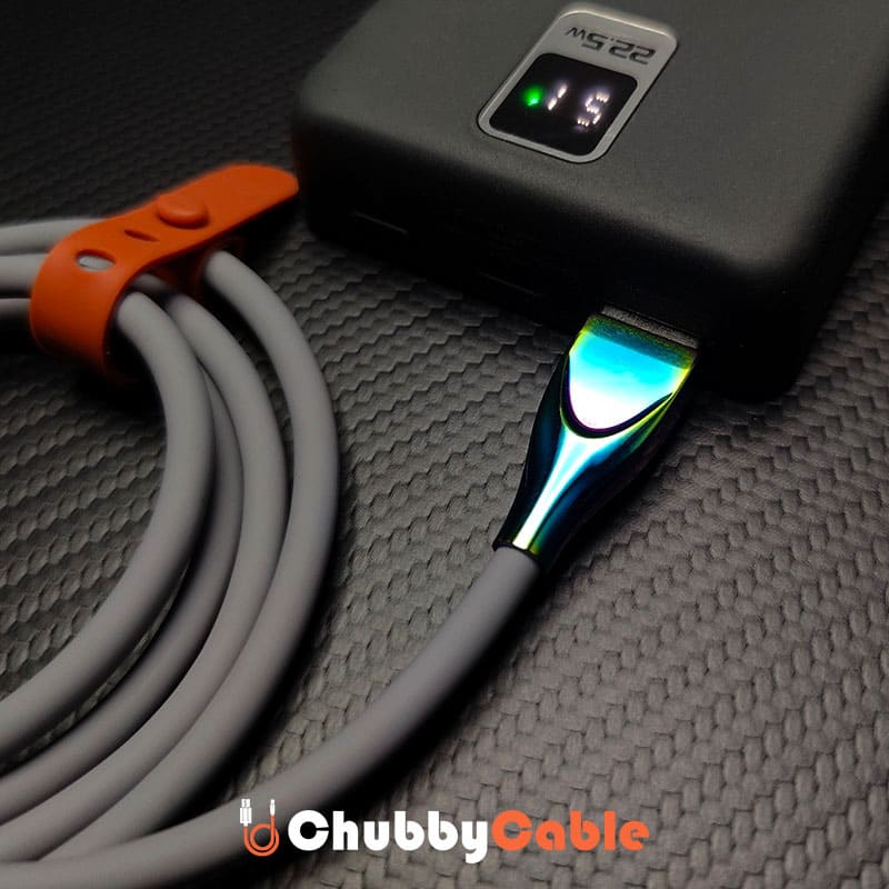 "Thin Chubby" 240W Liquid Silicone Charging Cable With Quenched Colored Connector