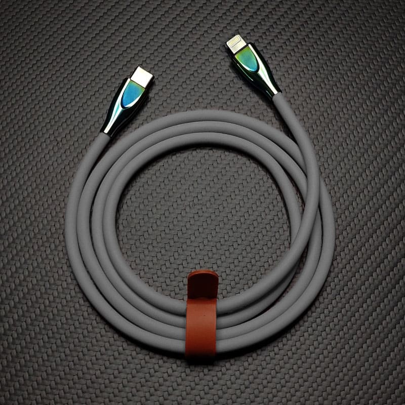 "Thin Chubby" 240W Liquid Silicone Charging Cable With Quenched Colored Connector