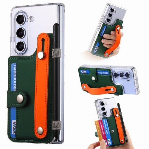 Transparent Card Insertion Phone Case Comes With Hand Grip & Pen Slot For Samsung