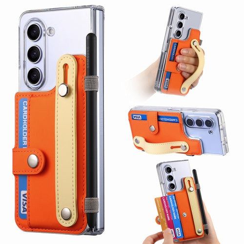 Transparent Card Insertion Phone Case Comes With Hand Grip & Pen Slot For Samsung