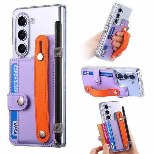 Transparent Card Insertion Phone Case Comes With Hand Grip & Pen Slot For Samsung