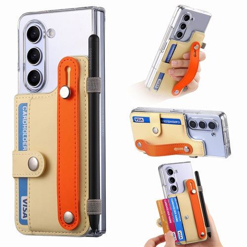 Transparent Card Insertion Phone Case Comes With Hand Grip & Pen Slot For Samsung