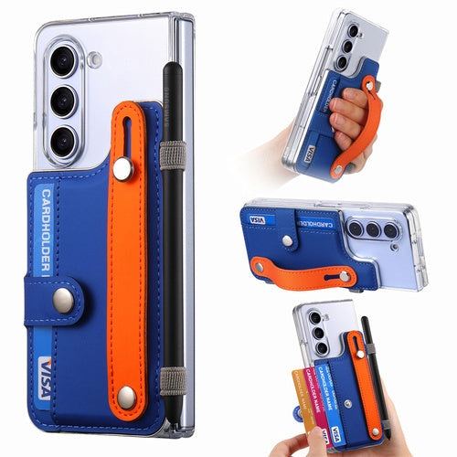 Transparent Card Insertion Phone Case Comes With Hand Grip & Pen Slot For Samsung