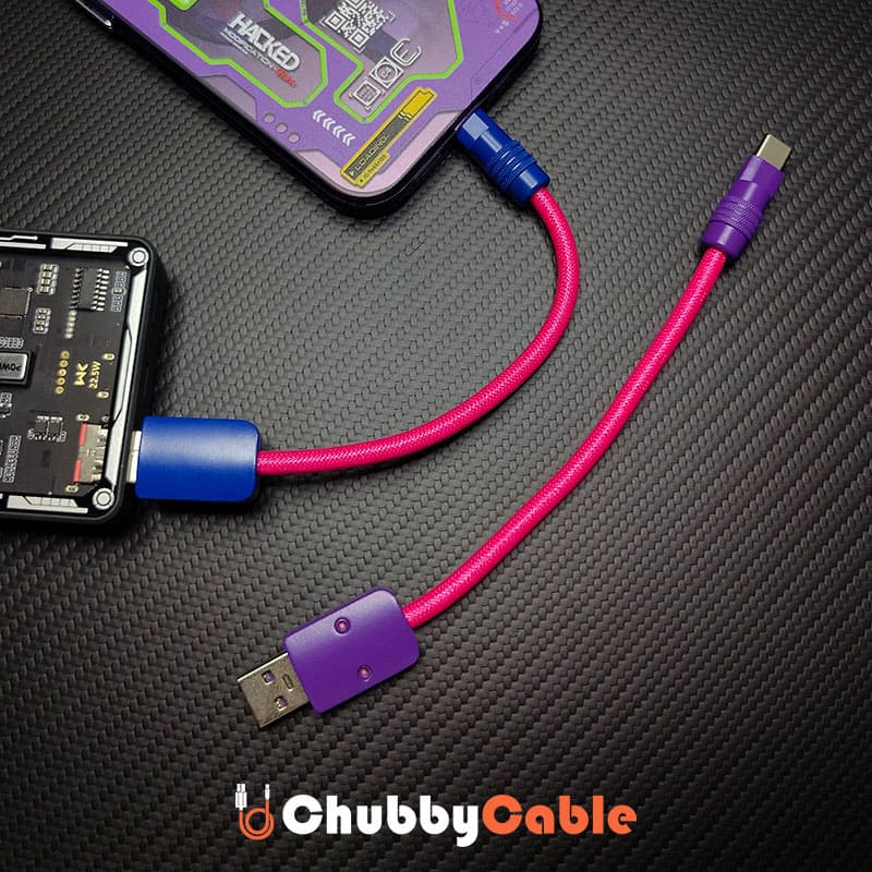 Ultra-Soft Braided 240W Color-Blocked Short Charging Cable