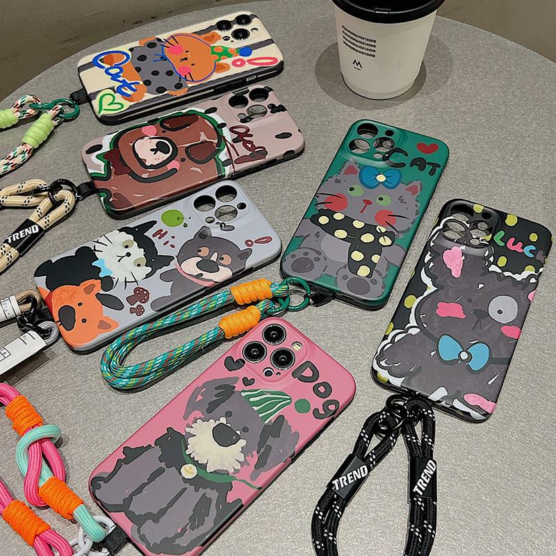 "Vibrant Girl" Cartoon Animal Drop Protection Case With Lanyard