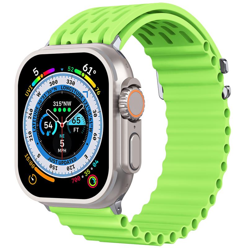 Wave Pattern Horizontal Silicone Breathable Watch Band For Apple Watch