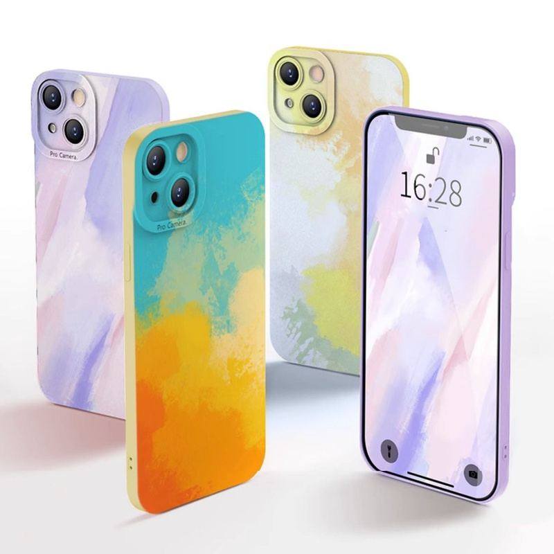 "Colorful Watercolor" Silicone Full Cover Bumper Protective iPhone Case