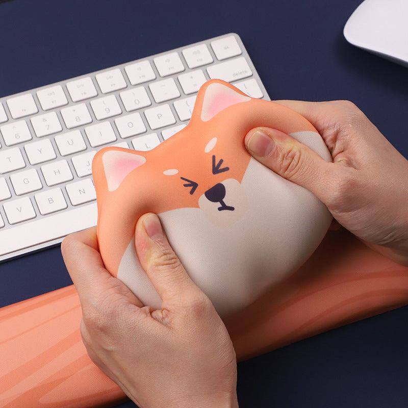 "Chubby Comfort" Silicone Keyboard Wrist Rest & Mouse Pad Set - Shiba Theme