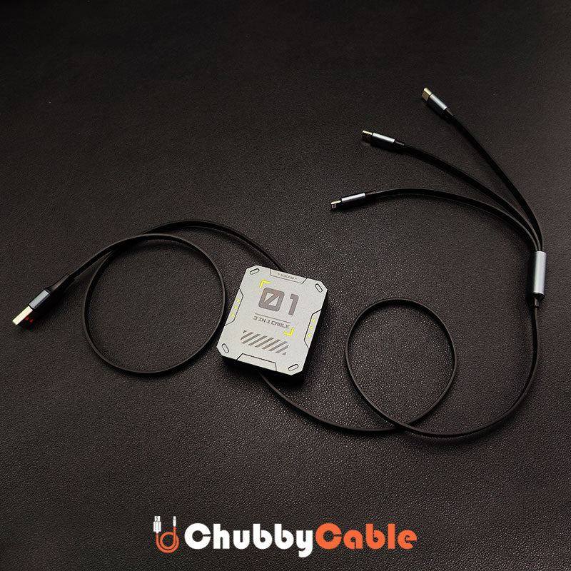 "Cyber" Mechflex 3-In-1 Retractable Charge Cable